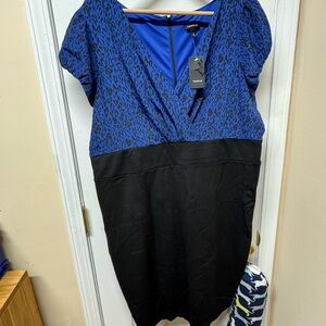 NWT Torrid 2X Blue Leopard Print Cap Sleeve Dress